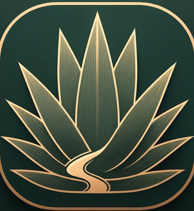AgaveNomad logo — an agave plant with a golden path winding down from its heart